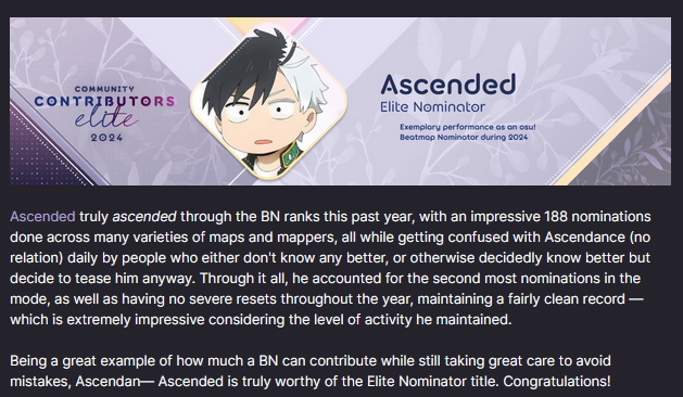 congrats to Ascendance for elite nominator!