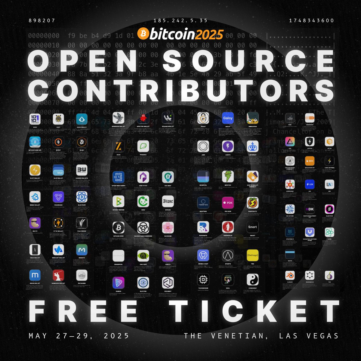 CALLING ALL SHADOWY SUPERCODERS‼ Devs building on Bitcoin and open-source  software get a free ticket to Bitcoin 2025 in Las Vegas 🚀 Apply here 👉  https://t.co/XbPbQYWazA