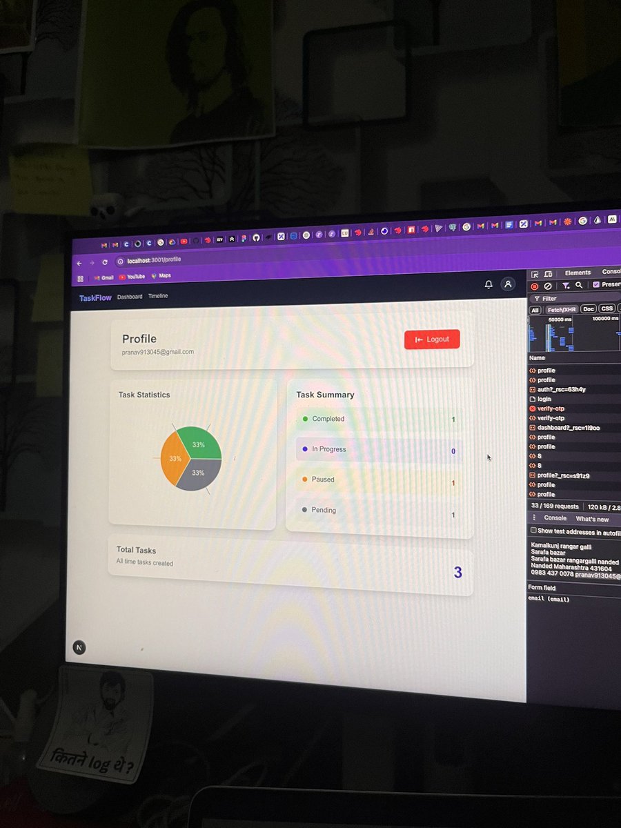 BaradkarPranav's tweet photo. 1. Removed password based authentication and implemented OTP based authentication.
2. Created profile, otp based authentication in taskFlow web-app
3. Learned about API throttle 
4. Fixed routing bugs 
#day6 #30DaysOfProductivity 

How is the UI for MVP and learning? https://t.co/yu1NIGAmWc