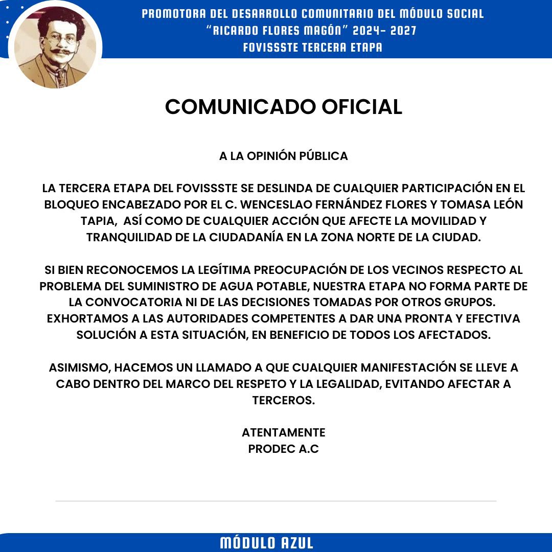 JorgeFrancoJRF's tweet image. La mesa directiva de la #PRODEC A.C se deslinda de toda acción así como de la participación de algún bloqueo que se prevea en la zona norte ante la autoridad de @SOAPA_Oax
