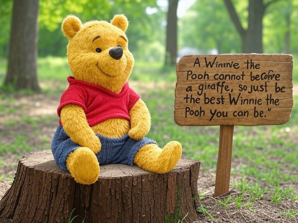 Codingmosaic's tweet image. A Winnie the Pooh cannot become a giraffe, so just be the best the best Winnie the Pooh you can be.