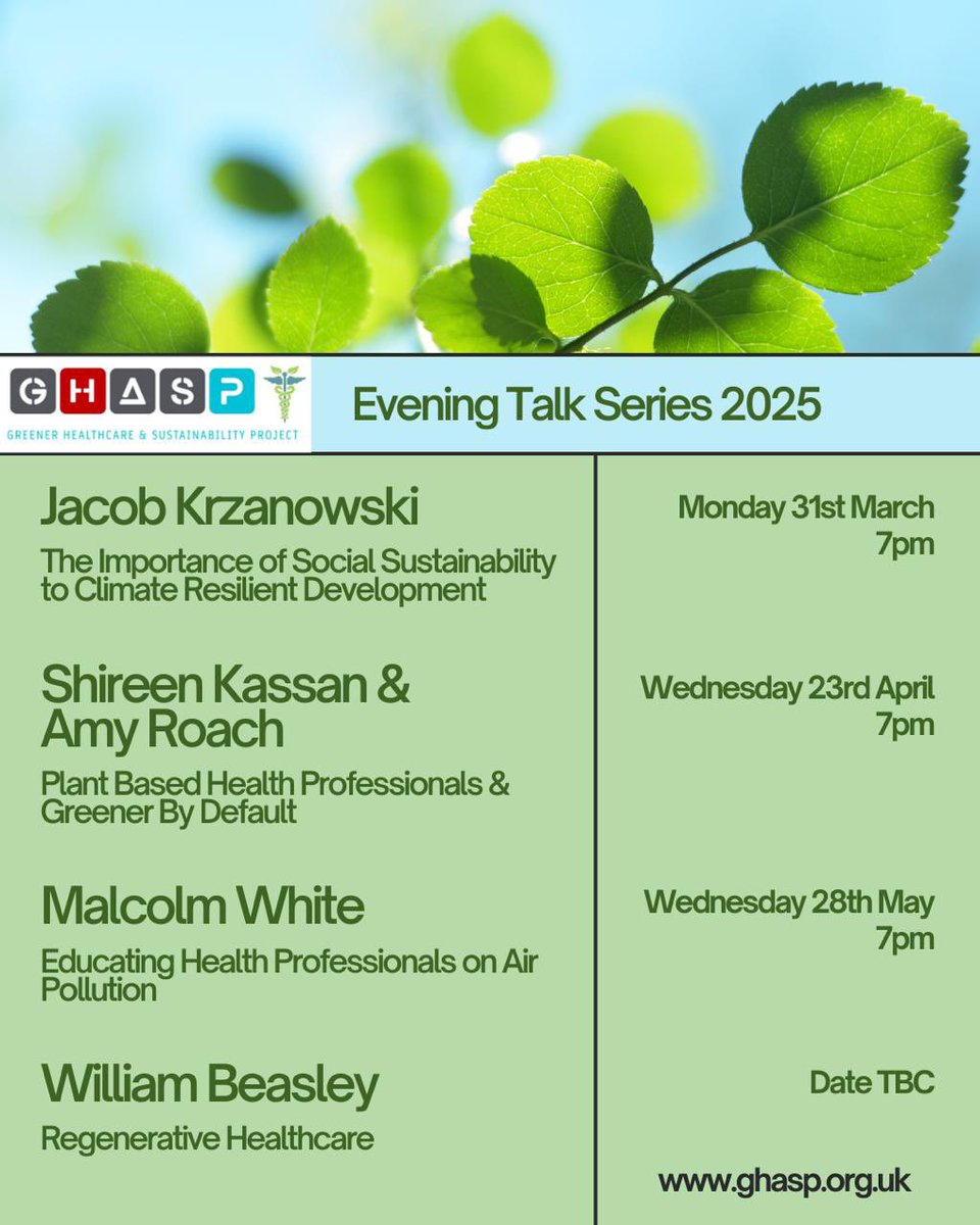 🚨 1 Week to go! 🚨
Our evening talk series kicks off online next Monday! 
Join us for a brilliant session with Dr Jacob Krzanowski on the importance of social #sustainability to climate resilient development. 
If you’re interested in #HealthcareSustainability this is for you!