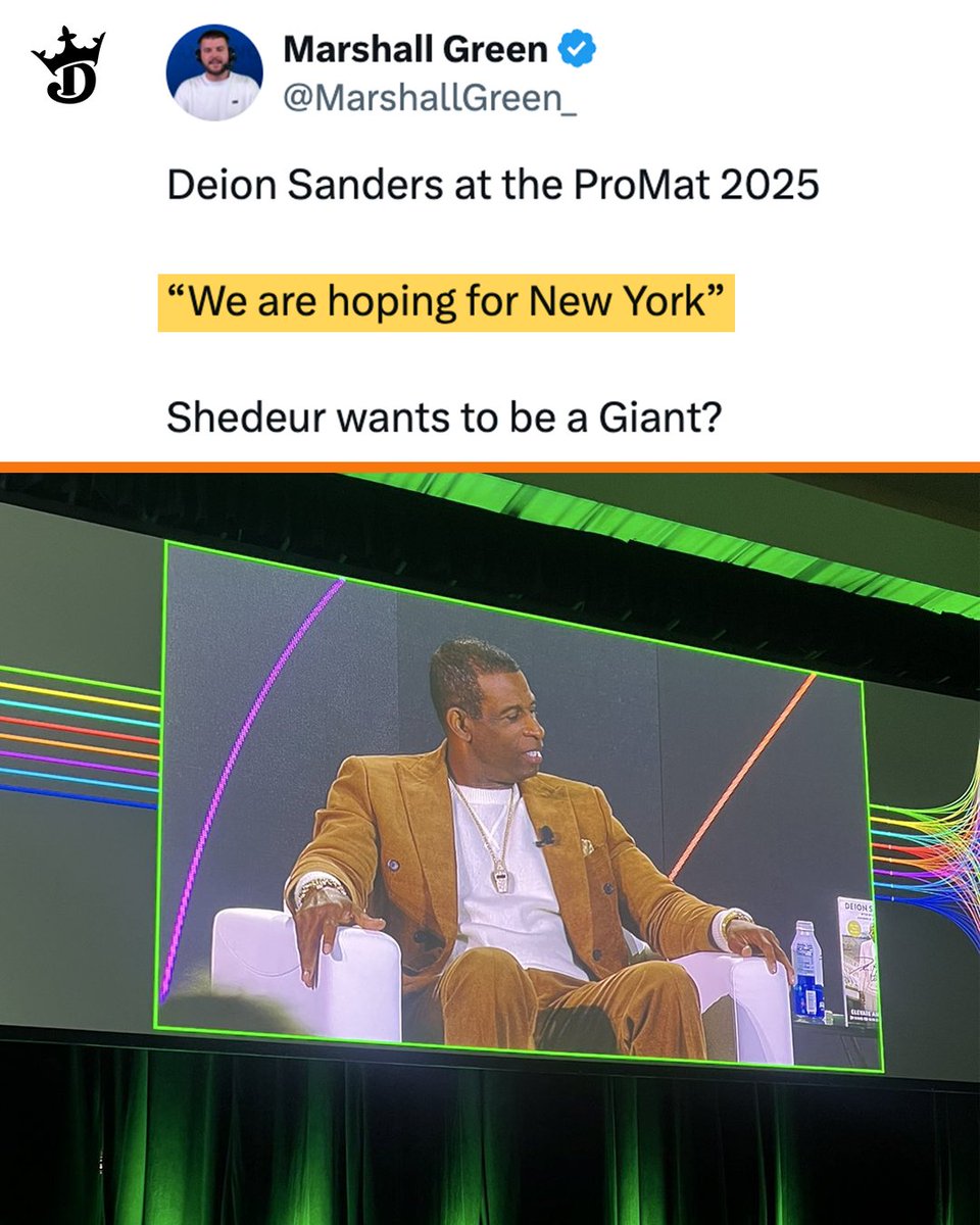 Coach Prime is looking forward to seeing Shedeur as a New York Giant on Draft Day 👀

(h/t <a href="/MarshallGreen_/">Marshall Green</a>)