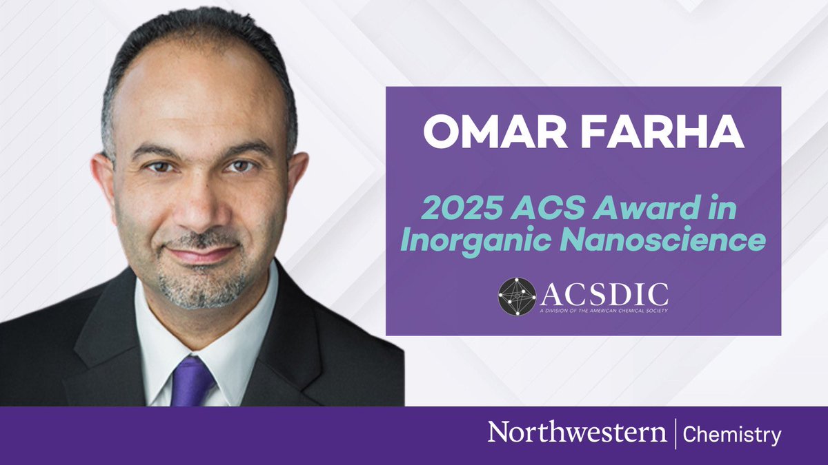 Northwestern Chemistry (@nuchemistry) on Twitter photo Congratulations Omar Farha on receiving the 2025 Award in Inorganic Nanoscience from <a href="/ACSINORDivision/">ACSINORDivision</a>! 🌟 💜
#MOF #InorganicChemistry #FacultyExcellence Congratulations Omar Farha on receiving the 2025 Award in Inorganic Nanoscience from <a href="/ACSINORDivision/">ACSINORDivision</a>! 🌟 💜
#MOF #InorganicChemistry #FacultyExcellence