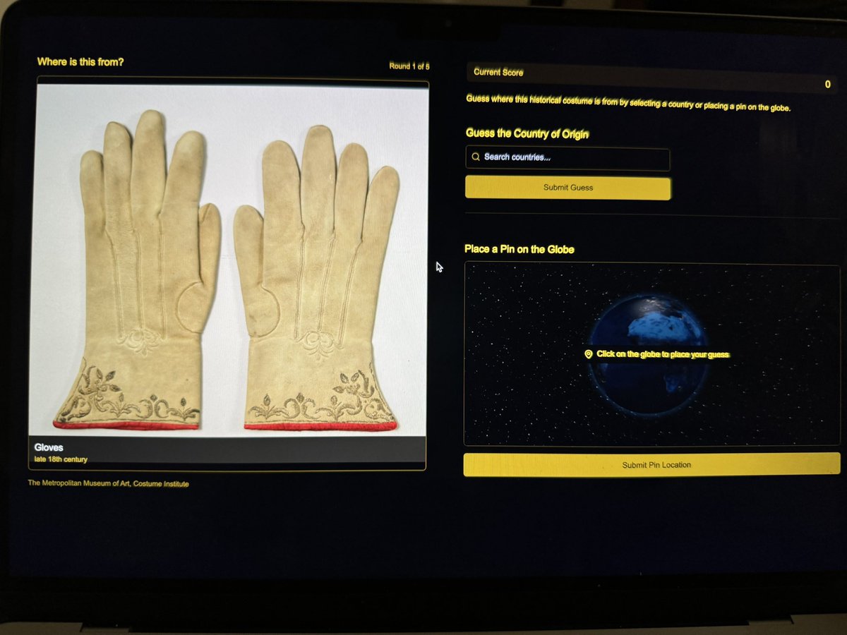 thisisrayouf's tweet image. making a fashion history geoguesser using the met’s api to pull from its costume department and realizing it’s not fun when half the guesses are likely 18th century France or England