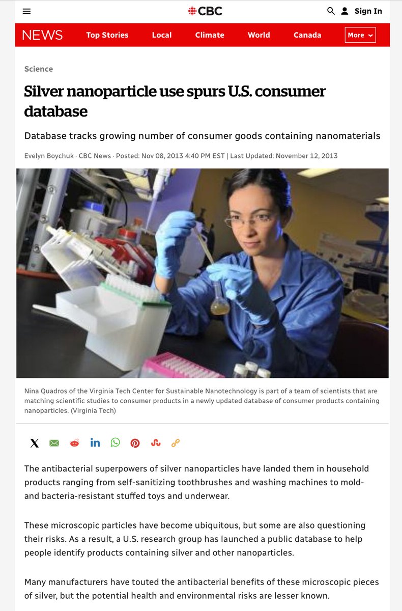 ItsAllATheatre's tweet photo. 2013 article: ‘Silver Nanoparticle use spurs consumer database.’ #Nanoparticle #healthdangers #toxic #nanoparticleexposure #silvernanoparticles #BigPharma
https://t.co/fRzaVJSzPz https://t.co/VywJtXAgzD