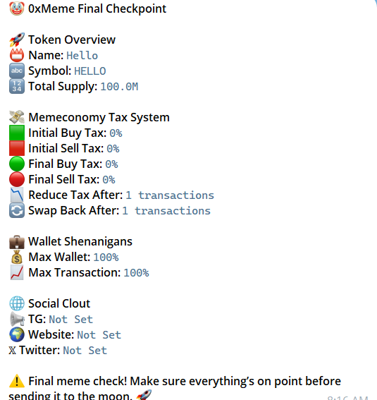 ZeroXMeme's tweet photo. $ZXM - Deploy right from Telegram with our Deployer and Bundle bot! LIVE NOW!

https://t.co/4UIOtPj0Aj

Create your #BSC launch that will even get the envy of #CZ 

Bundle wallets to control your floor and send your #meme to all new heights! https://t.co/cMz69gjb2G