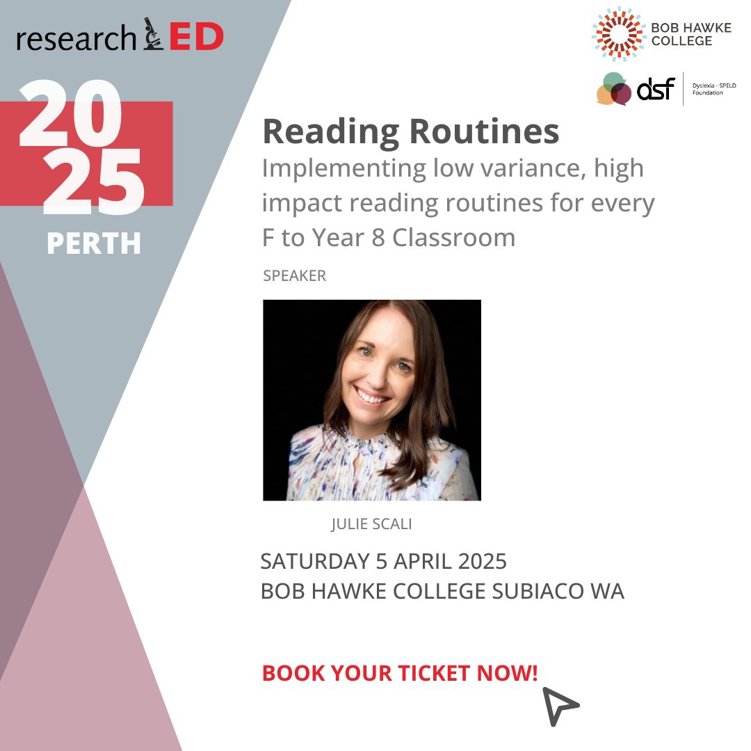 researchED Perth Speaker Announcement!

Julie Scali will share four low variance instructional routines that are essential in the primary classroom literacy block.

Learn more about this unmissable event at dsf.net.au/researchED

@researchED #researchEDPerth