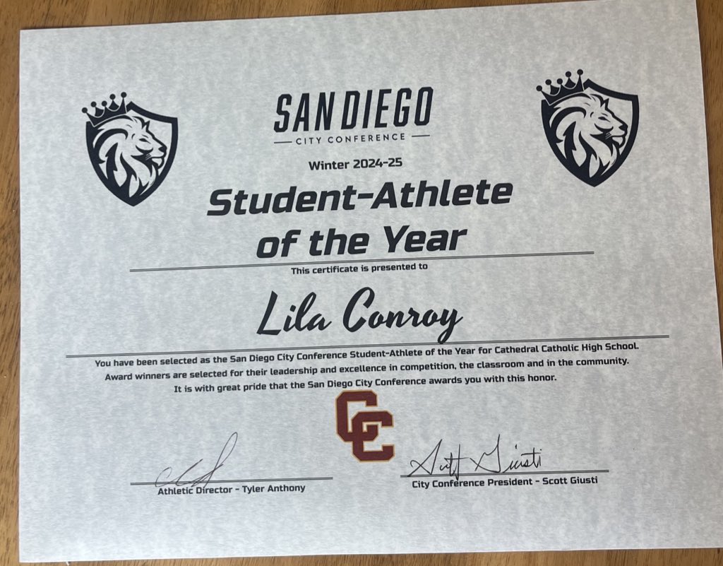 Thank you for this honor, <a href="/cchsdons/">Cathedral Catholic High School</a> <a href="/CCHSAthletics/">Cathedral Catholic Athletics Department</a>!!
I’ve had an incredible 4 years and can’t wait for my next chapter at St. Joes. 
<a href="/SJUHawks_WSoc/">SJU Hawks Women's Soccer</a> <a href="/PrepSoccerCA/">Prep Soccer California</a> <a href="/PrepSoccer/">Prep Soccer ⚽️</a> <a href="/GAcademyLeague/">Girls Academy</a> <a href="/ImYouthSoccer/">ECNL/GA/Recruiting/College Soccer</a> <a href="/ImCollegeSoccer/">College Soccer Truth ™</a> <a href="/ourcitysc/">City SC</a>