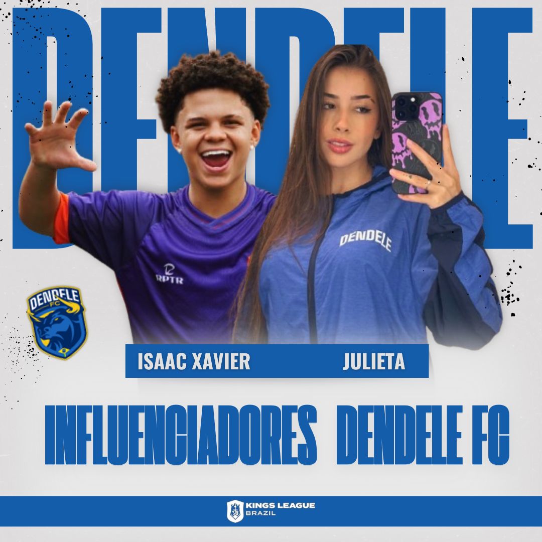 CentralKLBR's tweet image. Isaac Xavier (@isaacxr10_) e Julieta (@julietah___) são anunciados como os novos influenciadores do Dendele FC para a Kings League Brazil!

#DendeleFC #KingsLeagueBR