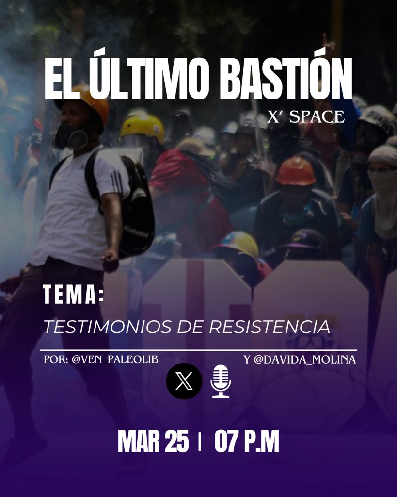 DavidA_Molina's tweet photo. Nos oímos mañana una hora antes de lo habitual, para este 5to episodio de #ElUltimoBastion 

Estaremos conversando sobre las anécdotas y las vivencias que hemos tenido resistiendo a la imposición de la idiotez y el control de la politiquería.

Junto a mi hermano @Ven_Paleolib y los compañeros de @Rumbo_Libertad