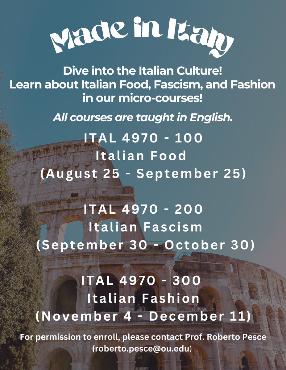 OUItalian's tweet image. 🇮🇹 Fall 2025 – Italian Courses 
Check our courses and dive into the Italian culture➡️