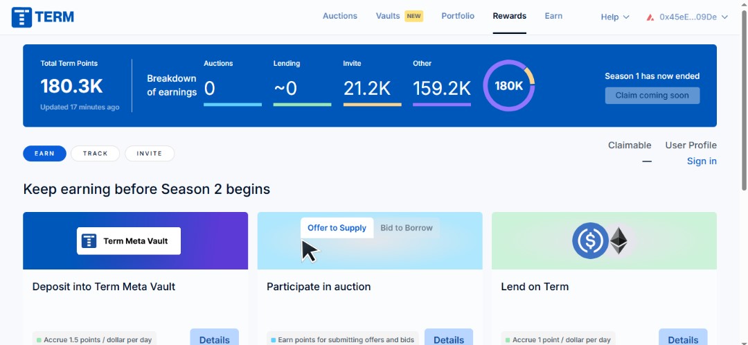 Term Finance Update

✅Term Finance dashboard has been updated with Galxe points.

👇You can check your $TERM points here.

🔗app.term.finance/rewards

Maybe seeing my first $500 here. 😉🫡