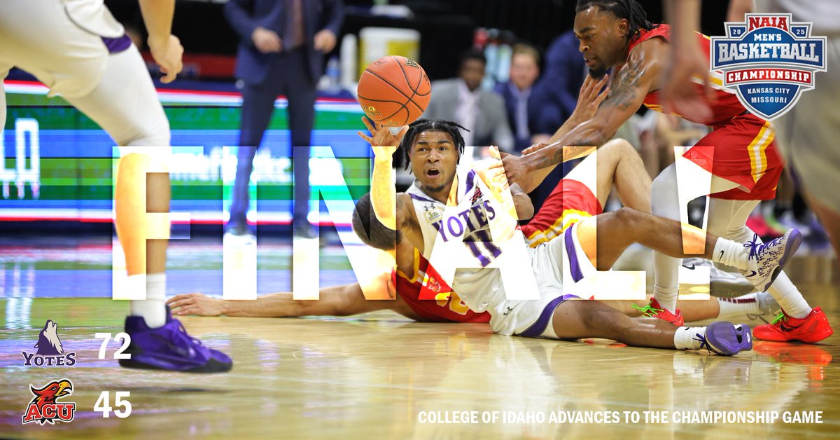 M🏀
For the second time under head coach Colby Blaine, <a href="/YoteAthletics/">College of Idaho Athletics</a> are headed to #NAIAMBB Championship game after a dominate performance over the <a href="/ACUFirestorm/">Arizona Christian Athletics</a>.

Read more about the game! --> naia.prestosports.com/x/f9b1x

#BattleForTheRedBanner