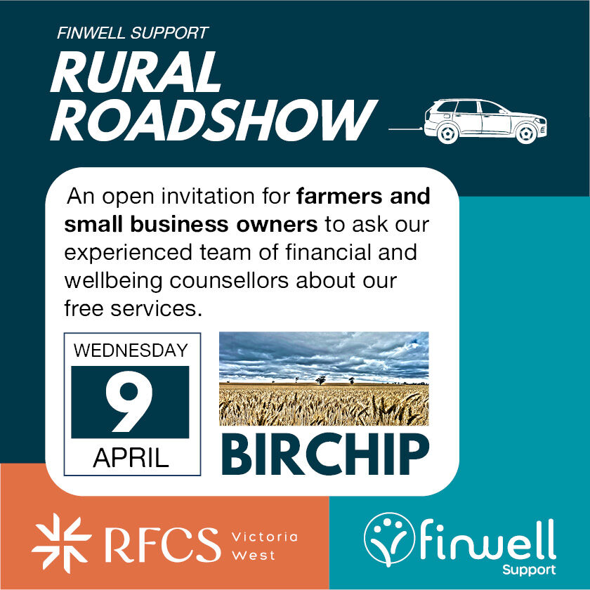 RFCSVicWest (@rfcsvicwest) on Twitter photo 🚜 Birchip Rural Roadshow
📍 <a href="/BCG_Birchip/">Birchip Cropping Group (BCG)</a> 73 Cumming Ave, Birchip
📅 Wed 27 March | ⏰ 9.30AM–3PM
Farmers & small biz owners – drop in to chat about grants, budgeting, debt support & wellbeing.
☕ Free coffee voucher for attendees at Olive Joy Cafe
#RFCSVicWest #Birchip 🚜 Birchip Rural Roadshow
📍 <a href="/BCG_Birchip/">Birchip Cropping Group (BCG)</a> 73 Cumming Ave, Birchip
📅 Wed 27 March | ⏰ 9.30AM–3PM
Farmers & small biz owners – drop in to chat about grants, budgeting, debt support & wellbeing.
☕ Free coffee voucher for attendees at Olive Joy Cafe
#RFCSVicWest #Birchip
