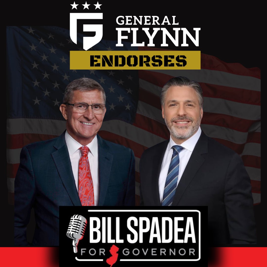 GenFlynn's tweet photo. 🚨ENDORSEMENT ALERT

🚨 Been monitoring the gubernatorial race in the great state of New Jersey, and after a wonderful discussion with @billspadea it is my distinct honor to make this endorsement.

Bill Spadea served our country honorably as a member of the United States Marine Corps when he enlisted after college. Bill is an ally to the AMERICA FIRST movement and a steadfast supporter of President Trump. He’s committed to supporting law enforcement and ending the illegal immigration crisis in New Jersey. I’m proud and honored to support a fellow VETERAN and POLITICAL OUTSIDER and a true fighter for the people of New Jersey.

I’m convinced Bill will be an extraordinary GOVERNOR for the PEOPLE of NEW JERSEY and he’ll make huge contributions as a key leader for our nation.