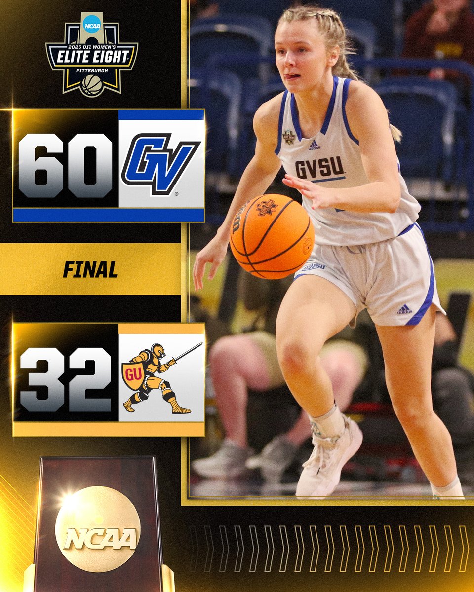 NCAA Division II (@ncaadii) on Twitter photo FINAL FROM #WEliteEight Game 3!
<a href="/gvsuwbb/">GVSU Women's Basketball</a> defeats Gannon 60-32 to head to the semi-finals.
#D2WBB | #MakeItYours FINAL FROM #WEliteEight Game 3!
<a href="/gvsuwbb/">GVSU Women's Basketball</a> defeats Gannon 60-32 to head to the semi-finals.
#D2WBB | #MakeItYours