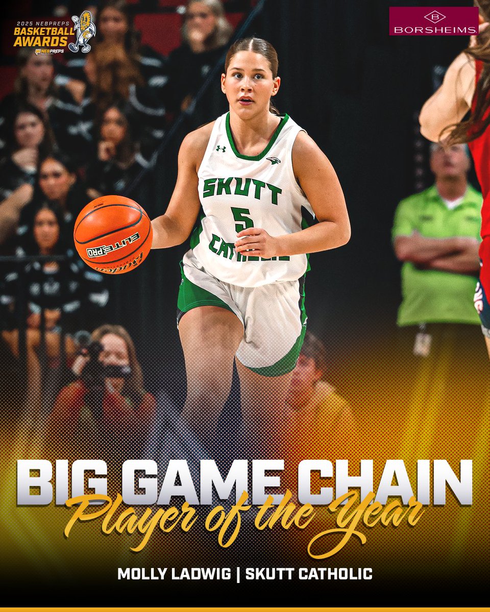 THEnebpreps's tweet photo. Your NebPreps Girl's Basketball @Borsheims Big Game Chain Player of the Year is @MollyLadwig5!

#nebpreps https://t.co/odWYaEzbDF