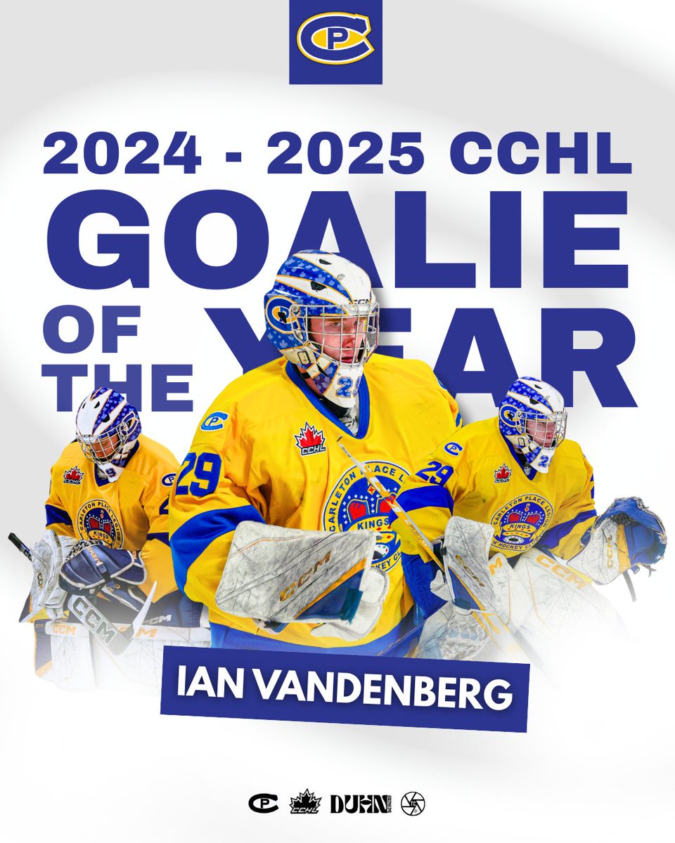 CONGRATULATIONS!

The Carleton Place Canadians would like to congratulate goaltender @ianvandenberg on his award as @thecchl’s Top Goaltender!

Vandy posted a 2.49 GAA and 0.917 SV% this season which helped the Canadians finish second in the league!

🔵🟡🔵
#CPC #EarnedNotGiven
