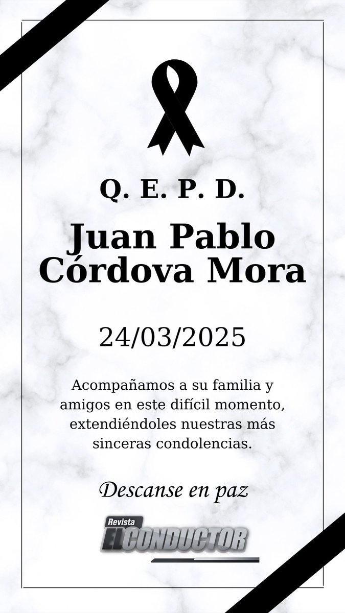 ElConductorEc's tweet image. "Nuestro más sentido pésame a sus familiares y amigos. Hoy despedimos a un gran emprendedor y profesional del turismo. Su legado perdurará en quienes compartieron su camino. Hasta siempre, querido Don Juan Pablo Córdova. #VanService #PazHucaTours"