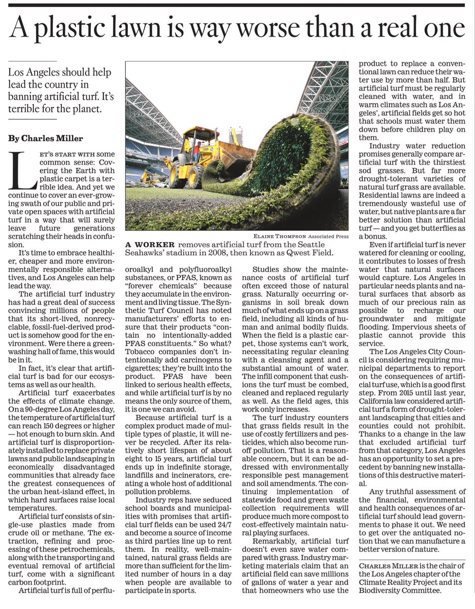 Because artificial turf is challenging to recycle…

“After its relatively short lifespan of ~8-15yrs, artificial turf ends up in indefinite storage, landfills &amp; incinerators, creating a whole host of additional pollution problems.” 😔

#BanPlasticTurf

yahoo.com/news/opinion-w…