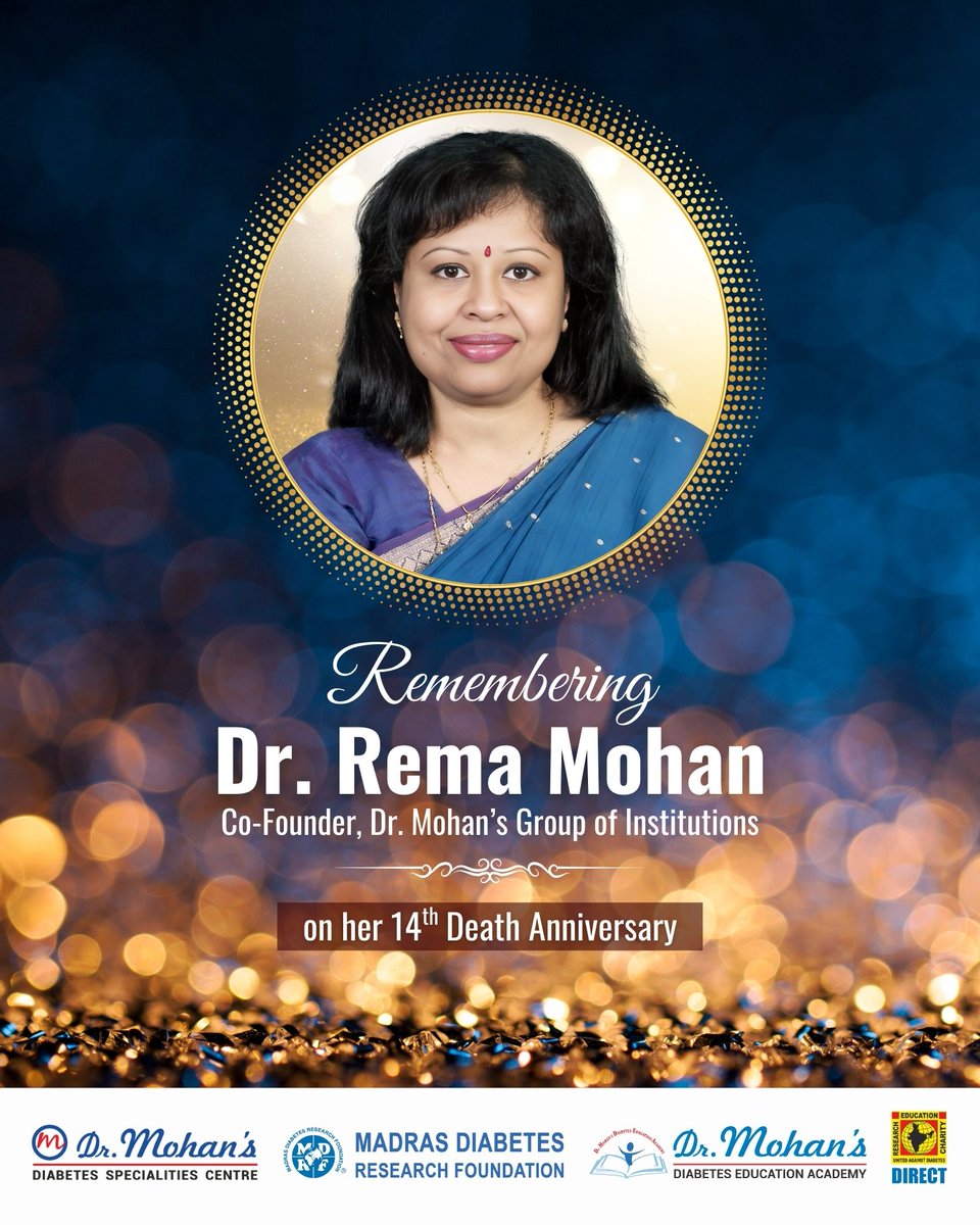 A Life That Touches Others Goes on Forever ✨

Today, we remember and honour our beloved Co-founder &amp; Chief Ophthalmologist, Late Dr. Rema Mohan, on her 14th death anniversary. 

#RememberingDrRemaMohan #LegacyOfCare #InLovingMemory #DrMohansDiabetes