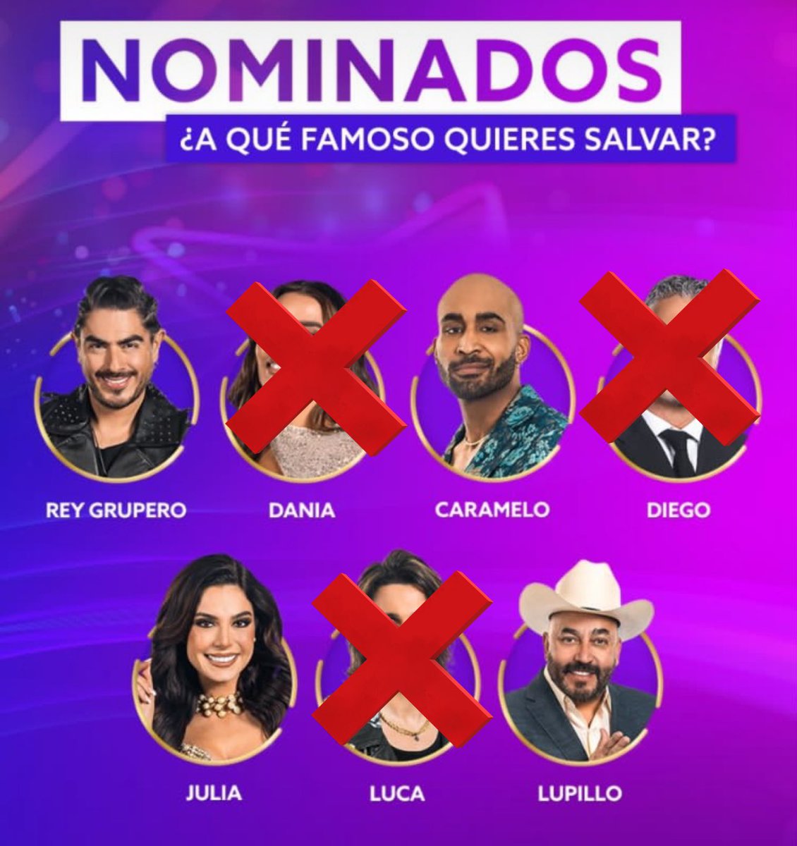 MATHS_D's tweet photo. Fuera uno de estos tres Dania Luca o Diego fuera  la casa para ver cómo se mueven Lupillo y sus secuaces sin su respaldo. Ahí es donde realmente se verá quién es quién. ¡Todo el apoyo para Rey y Caramelo! @LaJefaTLMD @CasaStars https://t.co/6wCczpFSKW