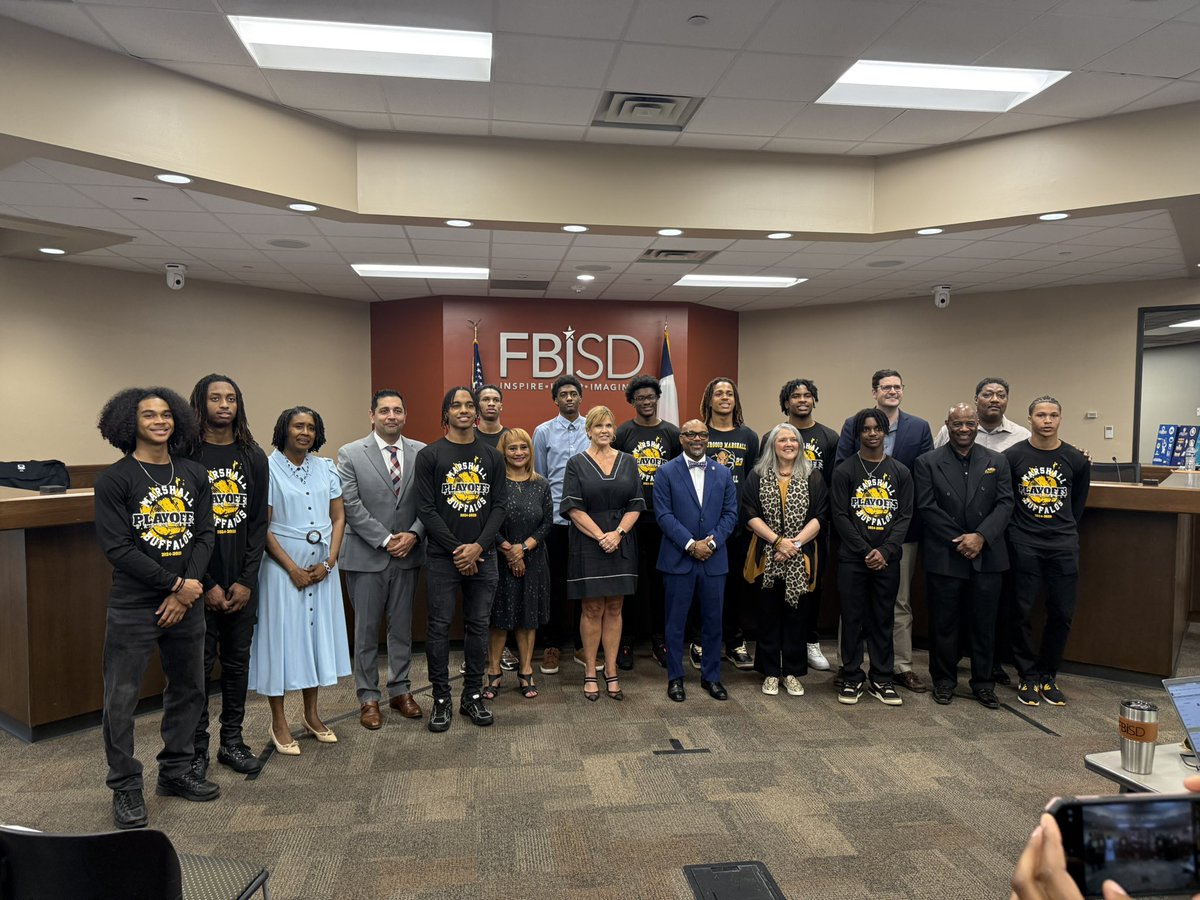 FBISDAthletics's tweet photo. Both Hightower Girls &amp; Marshall Boys Varsity Basketball teams were recognized tonight at the FBISD Board meeting for finishing as State Runner Ups. https://t.co/zQslJsZcZb