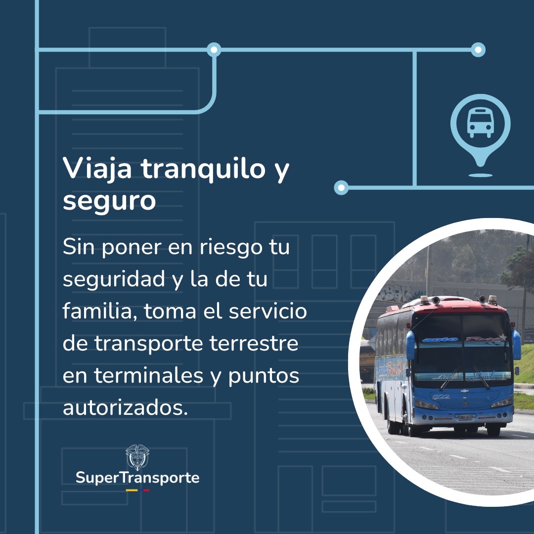🚍 #ApúntateALaLegalidad y viaja con seguridad, toma el servicio de transporte terrestre en las terminales autorizadas por el @MintransporteCo, ya que en estas los conductores se someten a pruebas de alcoholemia para garantizar tu bienestar.  ¡Tu vida no tiene precio!