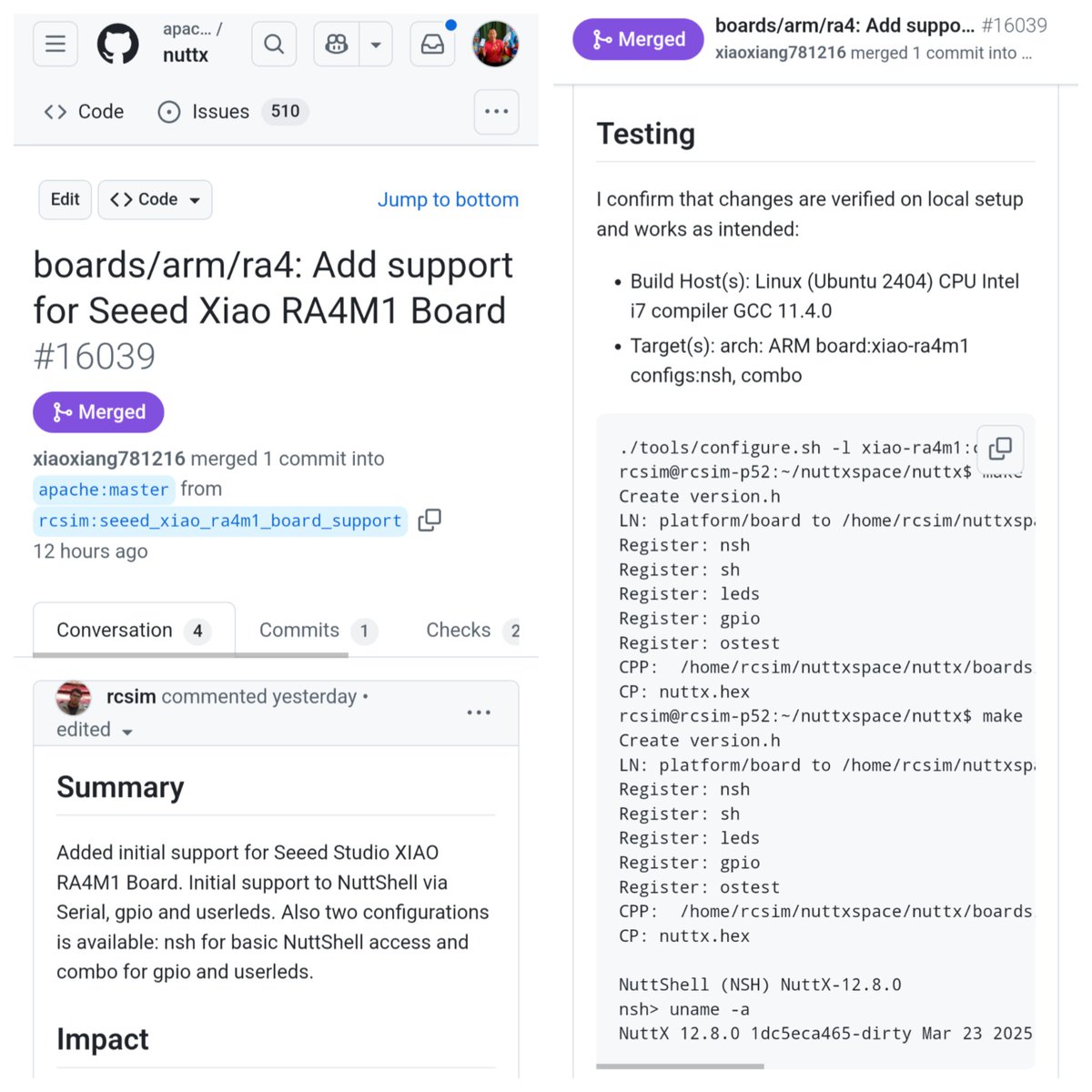 MisterTechBlog's tweet photo. XIAO RA4M1 @SeeedStudio: Now supported by Apache #NuttX RTOS 🎉 (#Renesas RA4M1, Dual Cortex-M4)
Source: https://t.co/7AxWWxn95U https://t.co/V2gM7aUOgz