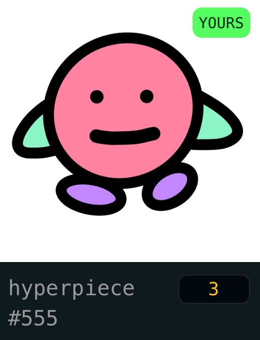 ThatNFTGawd's tweet image. Yeah soooooooo 😎

@hyperpieces