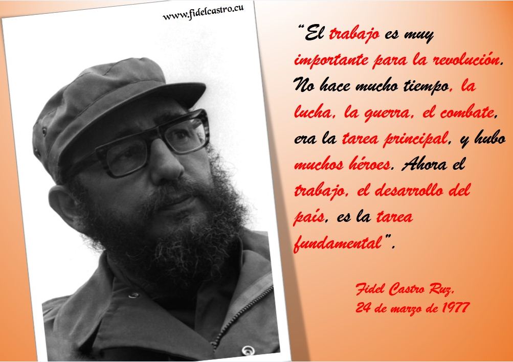 #FidelPorSiempre: “El trabajo es muy importante para la revolución. No hace mucho tiempo, la lucha, la guerra, el combate, era la tarea principal, y hubo muchos héroes. Ahora el trabajo, el desarrollo del país, es la tarea fundamental”. (24/3/77) #CiegodeAvila #Cuba <a href="/DeZurdaTeam_/">DeZurdaTeam 📳</a>