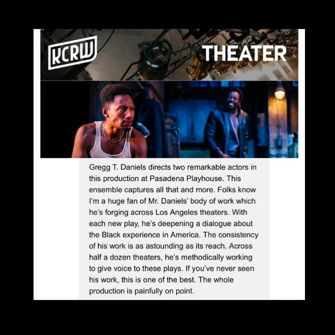 AMAZING review for TOPDOG/UNDERDOG by Anthony Byrnes at <a href="/kcrw/">KCRW</a> 🙌🏾🙏🏾 directed by @officialgreggdaniel 

#greggdaniel #DirectorLife #stageraw #PasadenaPlayHouse #GreggTDaniel #mayhementertainmentpr