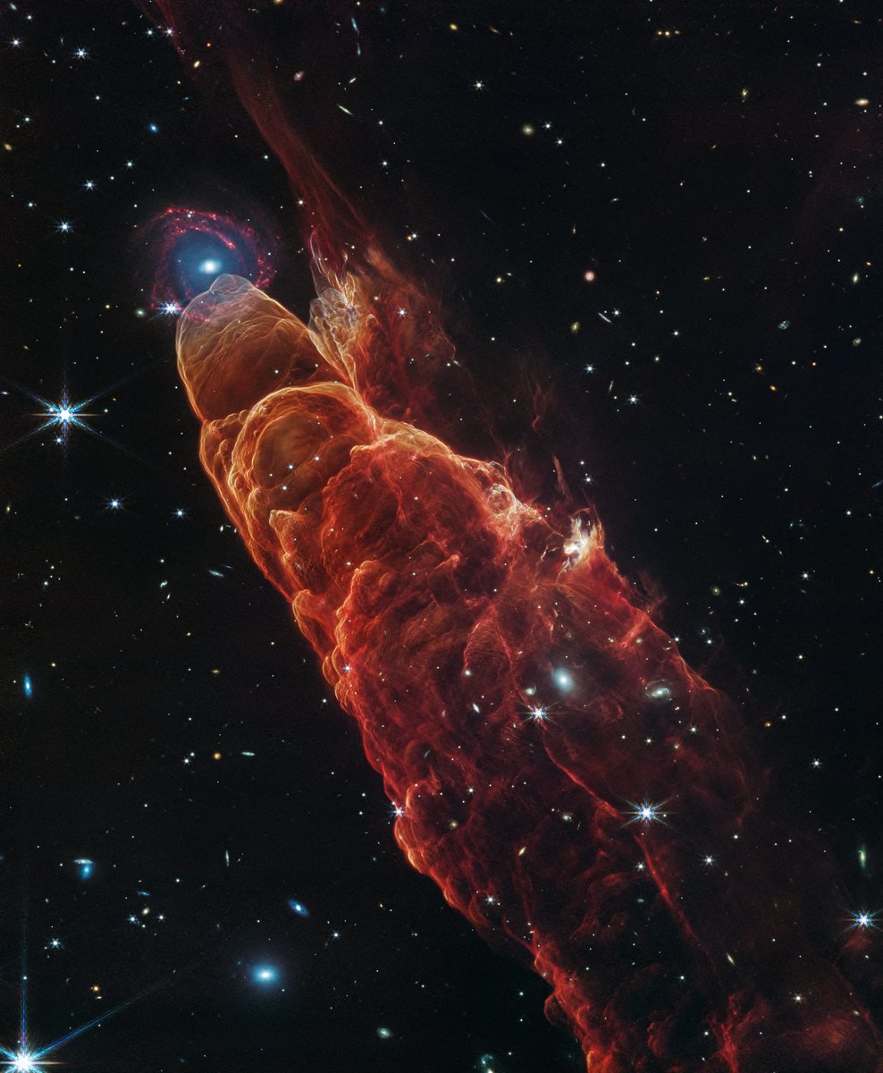 arvelogabriel's tweet photo. Latest image from the James Webb Telescope unveils the mesmerizing orange-red cloud of Herbig-Haro 49/50. 🌌 #NASA #JamesWebbTelescope #Astrophotography
Credit: NASA, ESA, CSA, STScI. https://t.co/sNVz3u8PRT