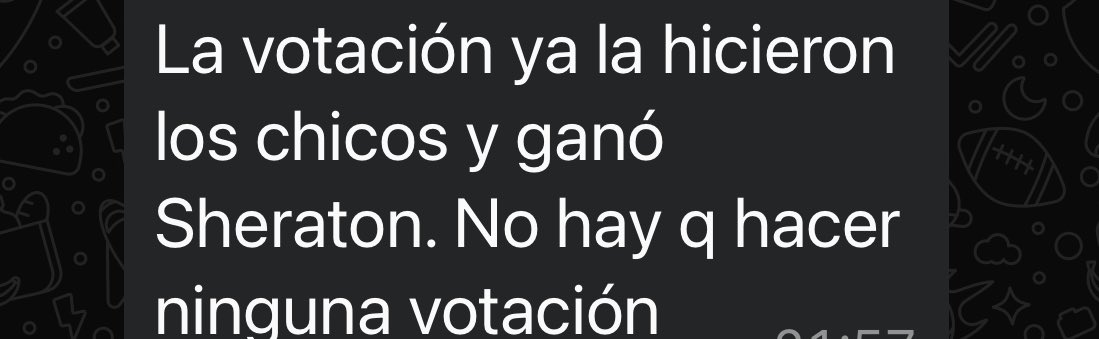Pregunta para los q tienen hijos victimas del viaje de egresado y la fiesta de egresados. Eligen los chicos sin que los padres siquiera vean la oferta del prestador de servicios, eligen los padres o se concensua ? Adjunto extracto del chat de papis