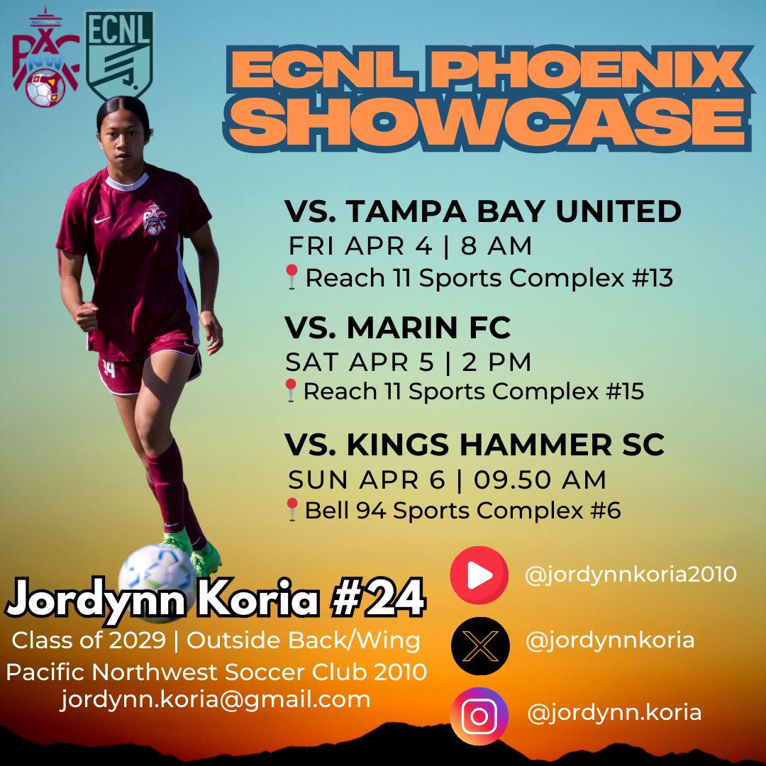 Jordynn Koria | ECNL 2029 (@jordynnkoria) on Twitter photo 2 weeks out!!! It’s GO time. Gotta stay locked in.
#ECNLPHX then #DallasCup
<a href="/ImCollegeSoccer/">College Soccer Truth ™</a> <a href="/ImYouthSoccer/">ECNL/GA/Recruiting/College Soccer</a> <a href="/PrepSoccer/">Prep Soccer ⚽️</a> <a href="/coldbrew25/">Jake Murry</a> <a href="/JREskilson/">J.R. Eskilson</a> 2 weeks out!!! It’s GO time. Gotta stay locked in.
#ECNLPHX then #DallasCup
<a href="/ImCollegeSoccer/">College Soccer Truth ™</a> <a href="/ImYouthSoccer/">ECNL/GA/Recruiting/College Soccer</a> <a href="/PrepSoccer/">Prep Soccer ⚽️</a> <a href="/coldbrew25/">Jake Murry</a> <a href="/JREskilson/">J.R. Eskilson</a>