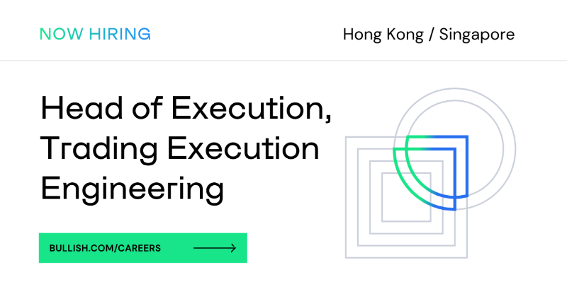 Bullish's tweet photo. Looking to lead a global team of Java developers to deliver high-performance, low-latency trading solutions? #Bullish is seeking a Head of Execution based in our Hong Kong or Singapore office.
Apply here π