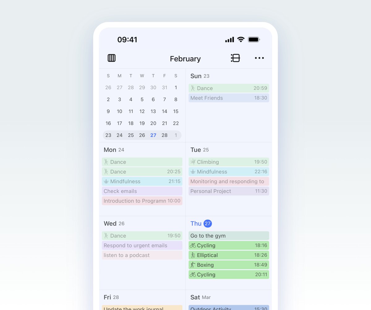 💡 Apple Health Data Integration is here!   

Display your Workouts &amp; Mindfulness Minutes alongside tasks and events in the calendar — see your full day at a glance! 📅