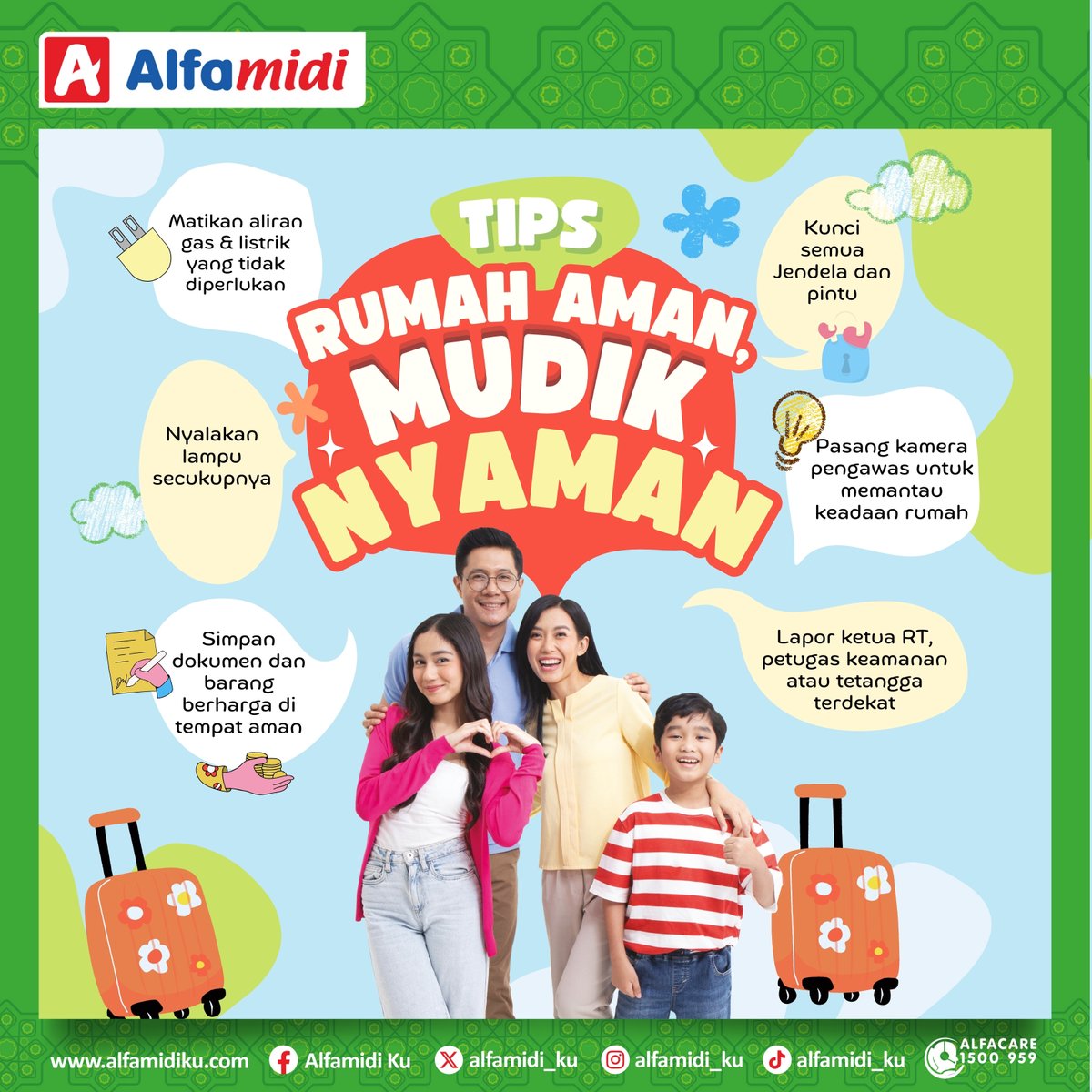 alfamidi_ku's tweet image. Pastikan rumah tetap aman saat mudik! 🚗✨

Ikuti tips ini agar perjalanan tenang dan rumah tetap terlindungi 🤗

#MudikLebaran #TipsMudik #TipsAlfamidi #AlfamidiUntukIndonesia #AlfamidiHadirMelayani #AlfamidiFavoritKeluarga