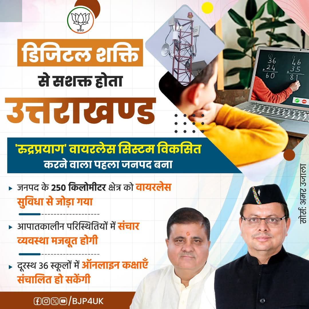 deep_pandey_uk's tweet image. डिजिटल शक्ति से सशक्त होता उत्तराखण्ड!

&apos;रुद्रप्रयाग&apos; वायरलेस सिस्टम विकसित करने वाला पहला जनपद बना।