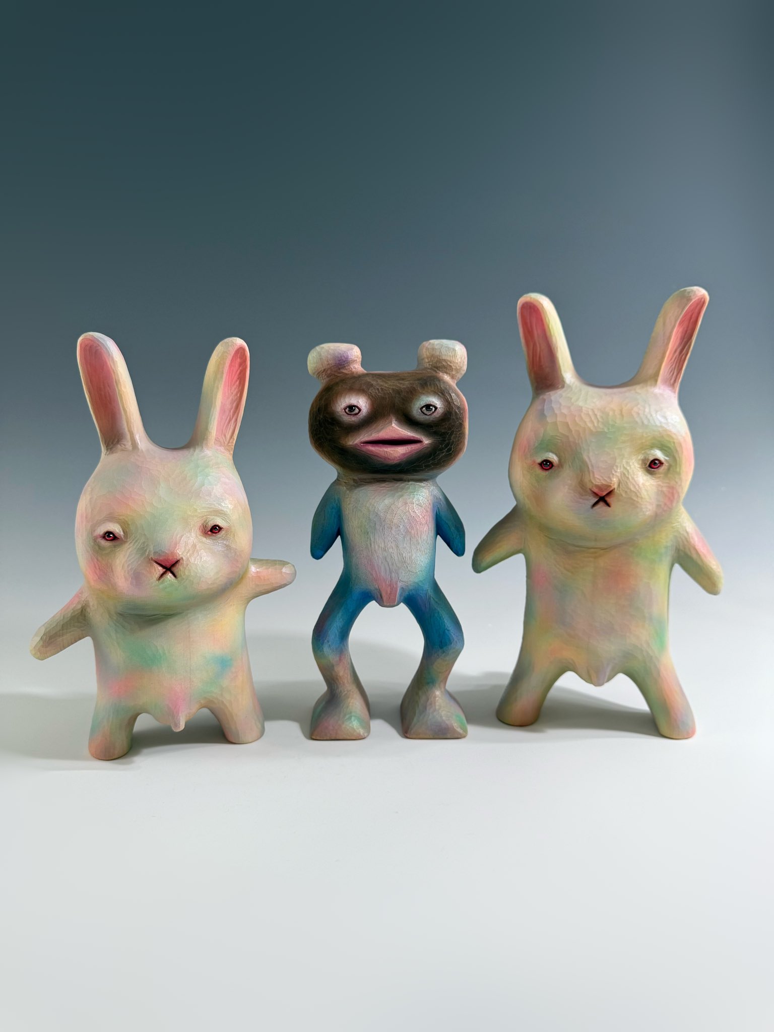 田島享央己　彫刻作品　檜　うさぎ　ユニーク作品 田島享央己彫刻作品檜うさぎユニーク作品