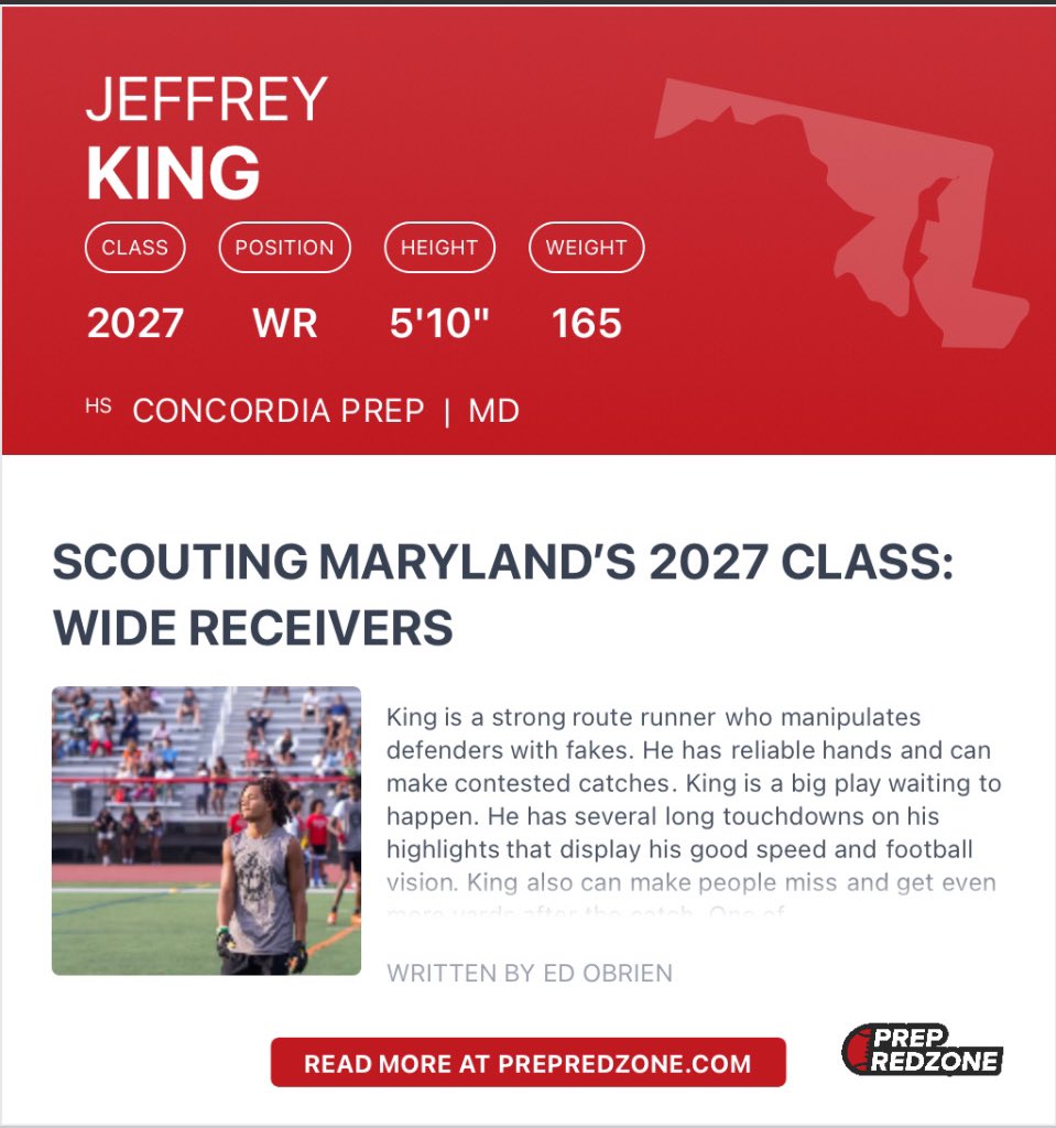 Thank you <a href="/EdOBrienCFB/">EdOBrienCFB</a> for the evaluation. See you at the Prep Redzone camp in Pennsylvania May 10. #AGTG <a href="/tdhald/">Todd Haldis</a> <a href="/TorreySmithWR/">Torrey Smith</a> <a href="/CoachBatts/">Joe Battaglia</a> <a href="/PrepRedzone/">Prep Redzone 🏈</a> <a href="/NPShowcases/">National Preps Showcases</a> <a href="/NPCoachZim/">Donnie Zimmerman</a> <a href="/On3Keith/">Keith Niebuhr</a> <a href="/RivalsFriedman/">Adam Friedman</a>