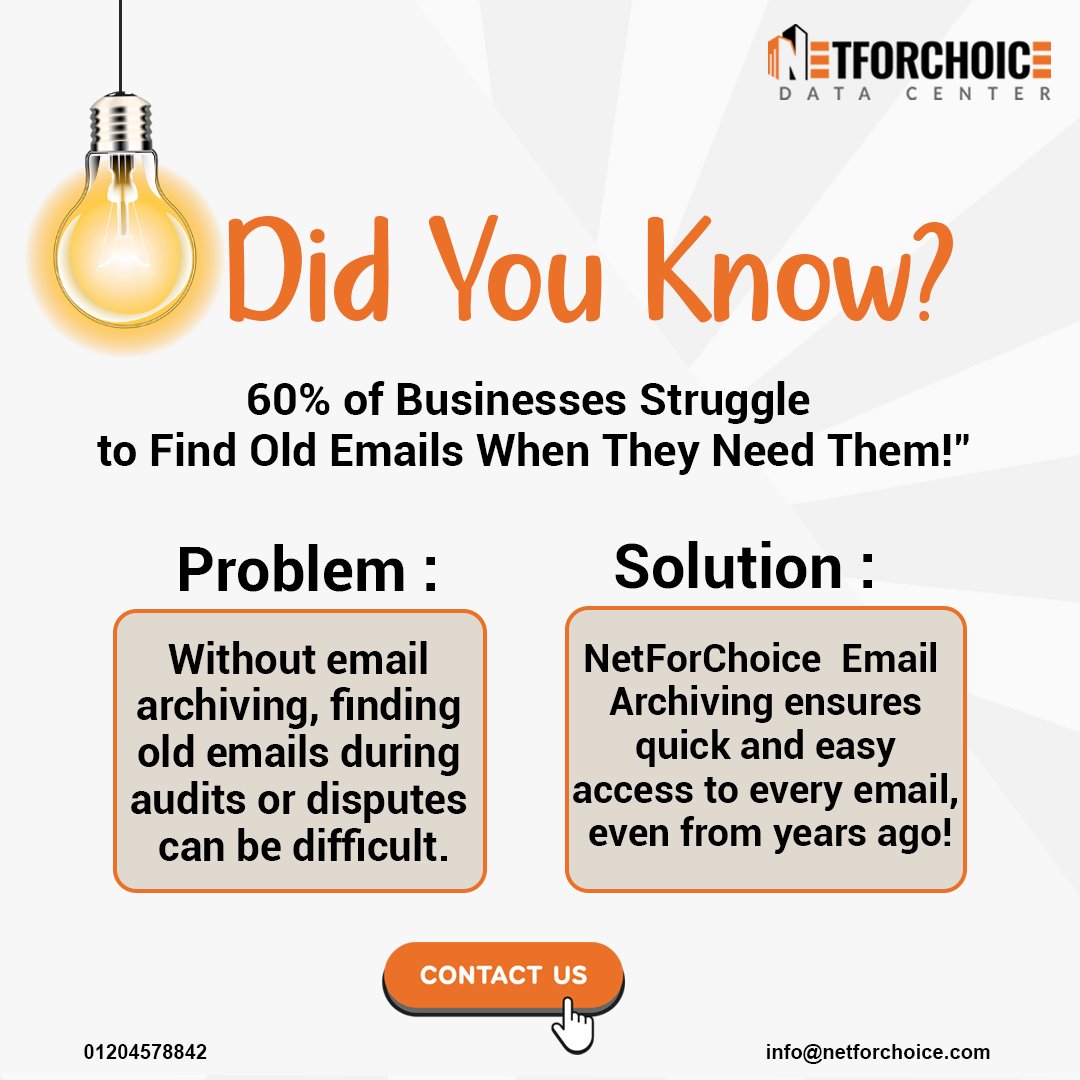 netforchoice_'s tweet photo. #LostEmails = #LostOpportunities!
If your business relies on emails for communication & compliance, you need a robust email archiving solution.
Learn more about NetForChoice Email Archiving.
https://t.co/kiPfUJ5Fot https://t.co/PGWXV8bln8