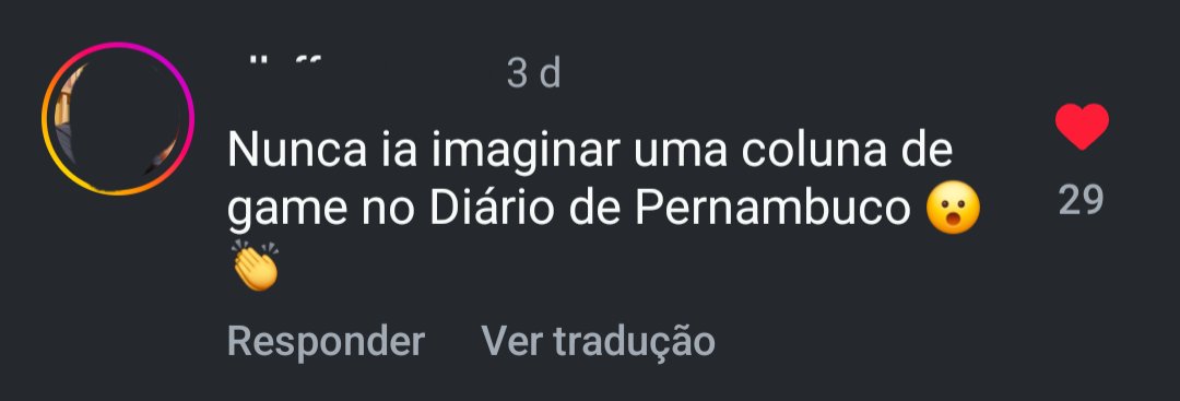 ahgtwt's tweet photo. quando comecei a falar de games no jornal onde eu trabalho, sabia que ia precisar de mt calma

falar sobre jogos num jornal tradicional tem sido um desafio, mas já me proporciou alguns momentos maneiros, tipo esse 

comentários do post de uma review minha no insta do jornal 🫶 https://t.co/xYanMzjgkx