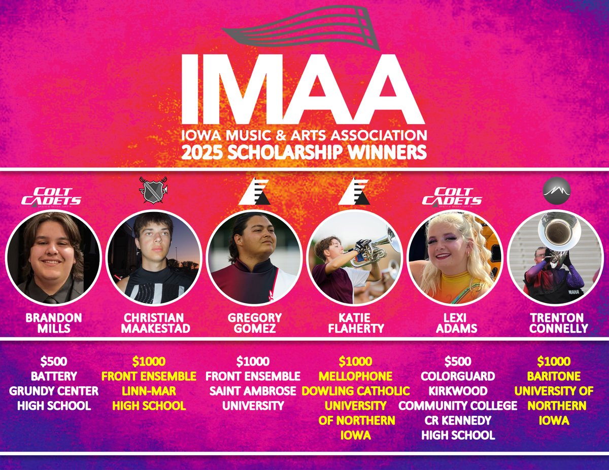 Congratulations to our 2025 Scholarship Winners! If you'd like to donate to the 2026 fund, please check out our website at iowamusicandarts.org -> scholarship fund