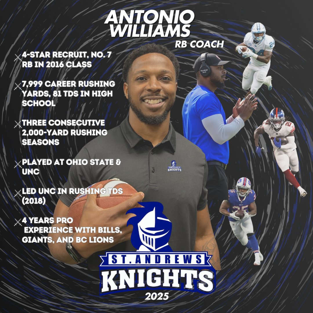 Excited to officially be the Running Backs Coach at St. Andrews University!

Grateful for this opportunity to help build a strong culture and develop elite talent. The work starts now!

<a href="/StAndrewsFB/">SAU Football</a>

#CoachTone #GoKnights #BuiltForThis #NextChapter