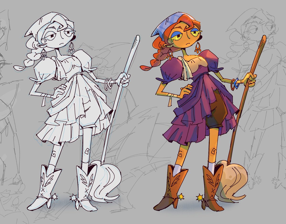 cinnavee_'s tweet image. ended up liking the sketch more🤷#characterdesign
