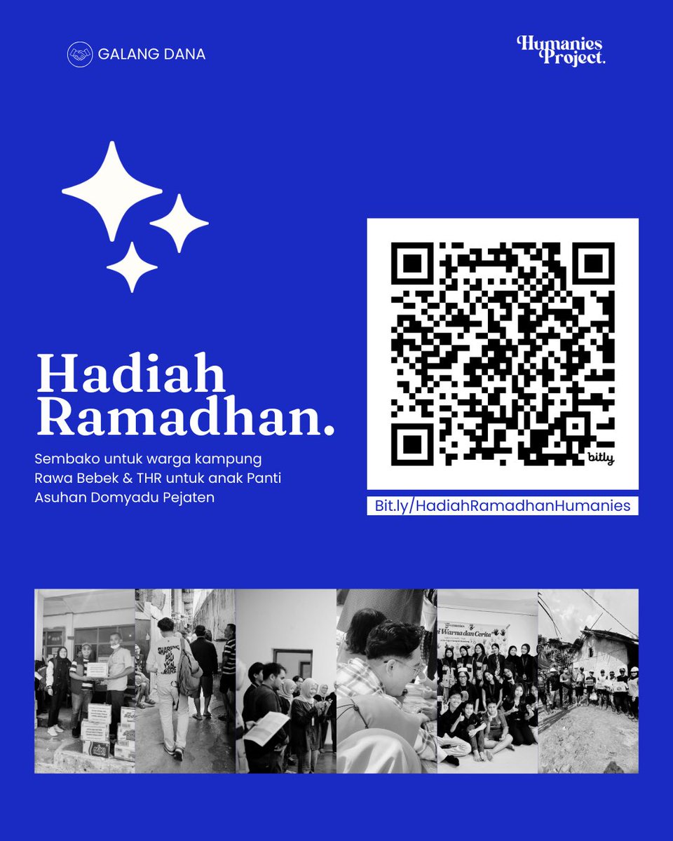 Halo teman-teman!

Buat kamu yang kemarin ketinggalan galang dana, tenang, kamu masih bisa ikut berbagi kebaikan! 🤗✨  

Lewat Hadiah Ramadhan bersama Humanies, kamu bisa turut serta dalam agenda berbagi sembako, THR, hingga belanja baju lebaran untuk anak-anak yang membutuhkan.