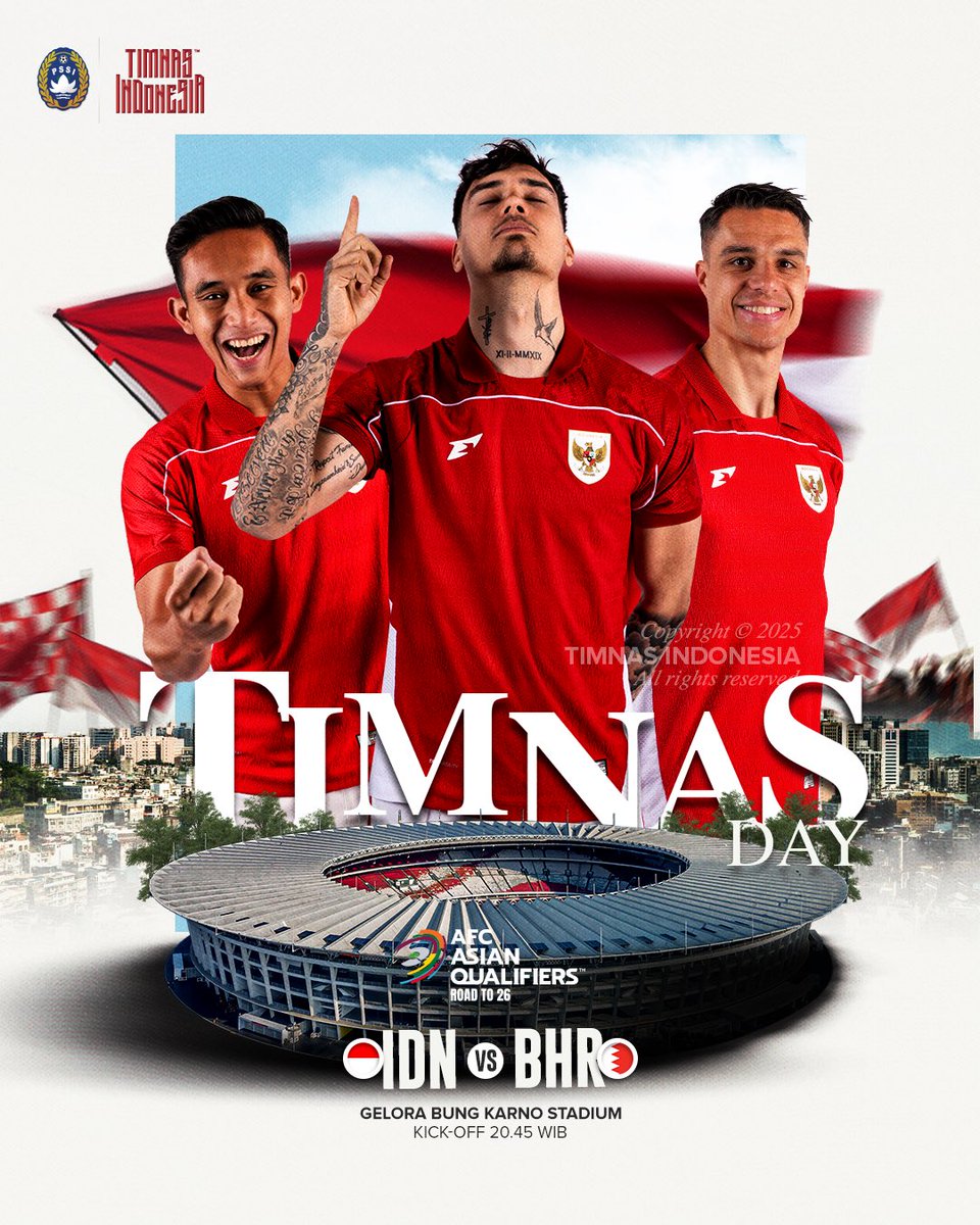 𝐏𝐚𝐫𝐭𝐚𝐢 𝐊𝐚𝐧𝐝𝐚𝐧𝐠 𝐆𝐚𝐫𝐮𝐝𝐚 ✨

🆚 <a href="/bahrainnt1/">المنتخب البحريني 🇧🇭</a> 
⏰ MALAM INI | 20:45 WIB
🏟️ Gelora Bung Karno
🏆 #AsianQualifiers Round 3

‣ #TimnasDay ‣ #GarudaMendunia