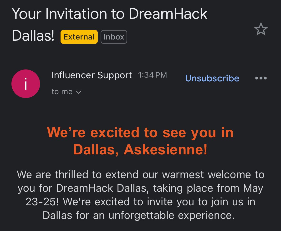 askesienne • libby (@libbyk) on Twitter photo Let’s gooooo! Very excited to be an invited creator for <a href="/DreamHackNA/">DreamHack North America</a> Dallas once more.
Who will I be seeing there?! 👀💖 Let’s gooooo! Very excited to be an invited creator for <a href="/DreamHackNA/">DreamHack North America</a> Dallas once more.
Who will I be seeing there?! 👀💖